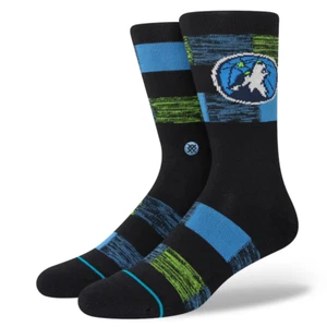 Stance Erwachsene schwarz Crew Baumwolle NBA Minnesota Timberwolves kryptische Freizeitsocken L - Bild 1 von 1