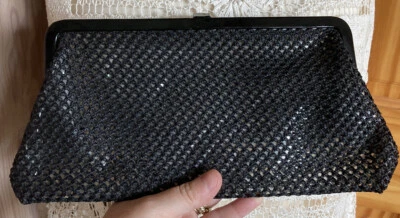 MCM Vintage MOD Malla Rafia Vinilo Enmarcado Bolso sin asas Transparente y Patente Negro ~ Usado en Excelente Condición Foto 1 de 4