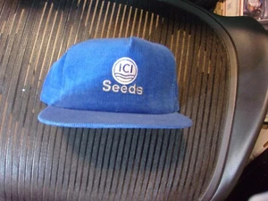 Vintage Swingster Hat ICI Seeds Corduroy Trucker Snapback Cap Blue Farmer USA - Picture 1 of 2