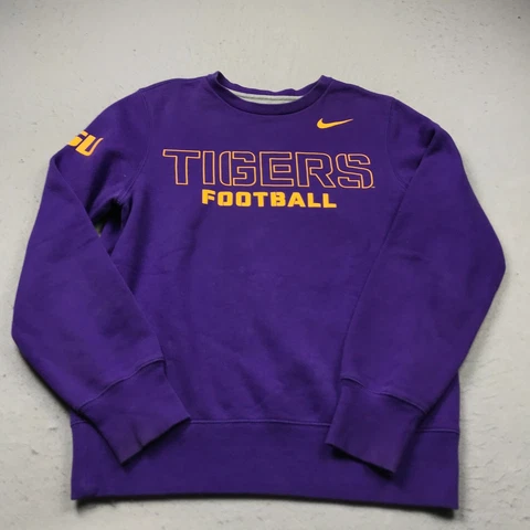 LSU Tigers Sweatshirt Mens Small Purple Nike Crewneck Pullover Football NCAA Cover