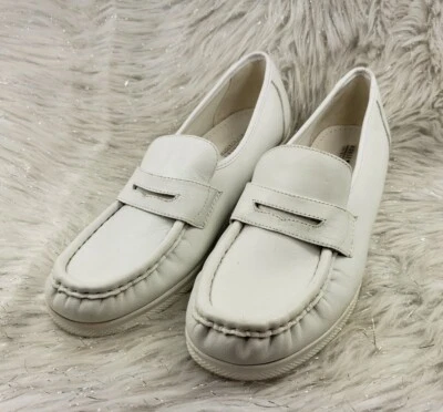 Zapatos Mocasines NURSE MATES Pennie Bone Cuero Blanco Sin Cordones Penny Talla 10.5 N Foto 1 de 4