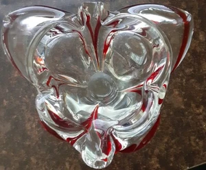 Murano Kunst Glas Schmetterling Geschirr Aschenbecher klar rot Vintage italienisch handgeblasen - Bild 1 von 4