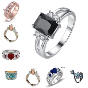 Jewelry Rings Women Wedding Ring Elegant Size 6-12 Cubic Zirconia - Bild 1 von 34
