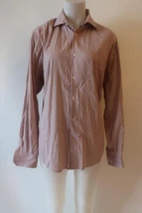 Camicia abito da uomo Theory Maroon bianco a scacchi bottoni collo/15,5 taglia M * - Foto 1 di 9