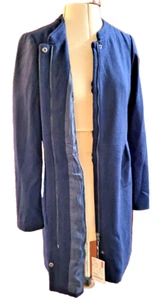 Mango Casual Tailored Navy Blue 60% Wool Coat Full Zip Vented UK S - Picture 1 of 5