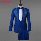 Mens Suits with Pants Wedding Embroidery Groom Tuxedo Suit Stage Costume