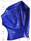 Blue latex mask mesh eyes open nose close mouth latex hood