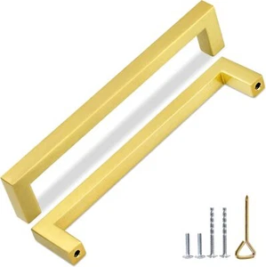 10x Maniglie per Armadio Oro Satinato 137mm Barra Tirante 128mm Foro per Porta Cassetto - Foto 1 di 7