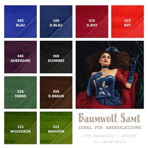 Baumwollsamt Meterware uni - Samtstoff 100% Baumwolle - BW-Samt *Ab 50cm - Bild 1 von 64