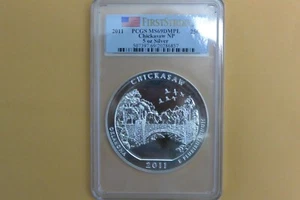 2011 Chickasaw NP ATB AMERICA BEAUTIFUL 5 Oz SILVER PCGS MS69 DMPL First Strike - Picture 1 of 4