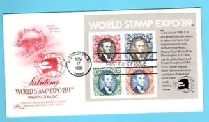 Hoja de 4 recuerdos de la Exposición Mundial de Estampillas Lincoln de la Exposición Mundial 89 de EE. UU. #2433 (1978) 90c - Imagen 1 de 1