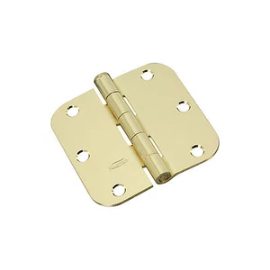 12PK Stanley National Round Corner 5/8" Bright Brass 3.5" Residential Door Hinge - Picture 1 of 2