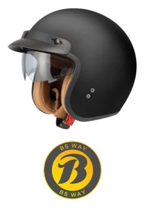 Motorradhelm mit Visier Jethelm Halbschalenhelm Vespa Moped Mofa Scooter Schwarz - Bild 1 von 12