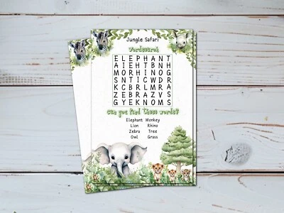 Set of 10 Jungle Safari Wordsearch & 1 Answer Sheet - Image 1 of 3