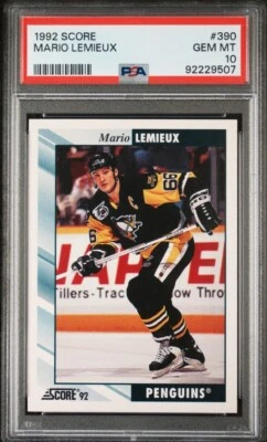 1992 Score Mario Lemieux #390 HOF PSA 10 - Image 1 of 2