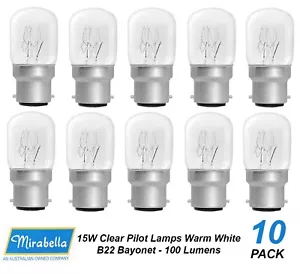 10 x 15W Clear Pilot Light Globes Bulbs Lamps B22 Bayonet BC Incandescent Warm W - Picture 1 of 3