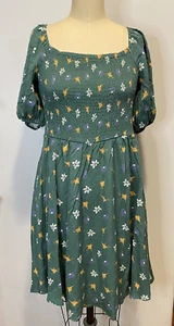 Boxlunch Her Universe Disney Aladdin Icons Allover Print Smocked Dress Green L - Picture 1 of 7