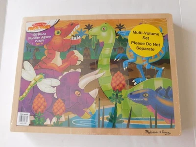 MELISSA AND DOUG WOODEN JIGSAW PUZZLE BUNDLE SET OF 3 DINOSAUR UNDER THE SEA + - Image 1 of 4