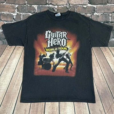 Camiseta promocional de videojuegos Guitar Hero World Tour 2008 vintage talla grande L Foto 1 de 4