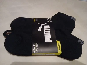 PUMA Mens 6 Pairs Pack Socks Low Cut Training Size 10-13 Shoe 8-12 Black - Picture 1 of 4