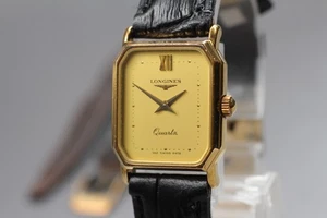 Exc+5* Vintage LONGINES 962 6478 Women's Quartz Watch Gold Square 20mm JAPAN - Picture 1 of 10