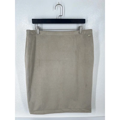 Falda midi lápiz recto de cuero sintético Elie Tahari para mujer con etiquetas XL Foto 1 de 4