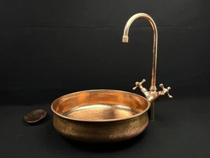 Lussuoso lavabo vaso rame martellato - lavabo bagno artigianale - puro - Foto 1 di 4
