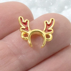 4Pc Liens Connecteur Bois, Renne Émaillé Plaqué Or 24k, Bijoux Noël - Photo 1/8