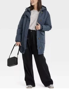 Cappotto donna universale filo lungo caldo puffer blu XS vendita al dettaglio $60 - Foto 1 di 8
