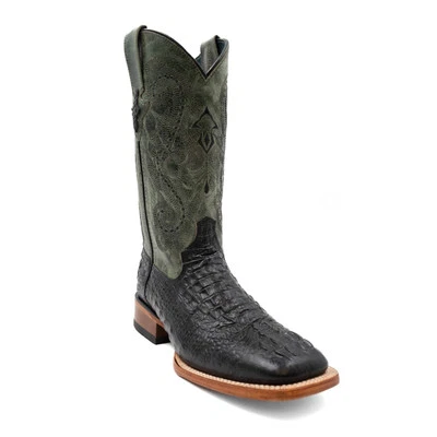FERRINI Men's Caiman Croc Print Square Toe Black Boots (4039304) - Image 1 of 4
