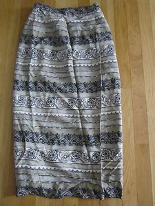 Rena Rowan Saville Rayon Wraparound Long Straight Skirt Floral/ Stripe Sz 6  - Picture 1 of 5