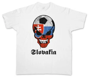 CLASSIC SLOVAKIA FOOTBALL SKULL FLAG T-SHIRT – Fußball Fan Hooligan Slowakai - Picture 1 of 2