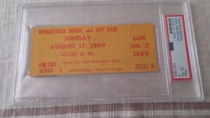 1969 Woodstock SUNDAY GOLD Full Concert Ticket SN 02680 G PSA 8 NM-MT XXRM - Picture 1 of 2