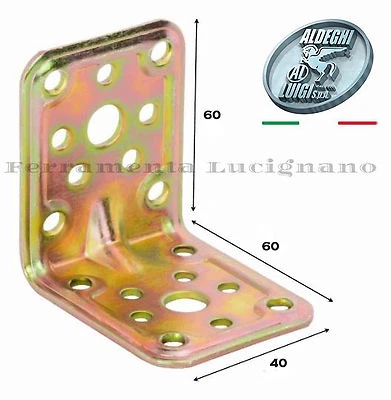 STAFFA RINFORZATA ANGOLO PIASTRA GIUNZIONE ANGOLARE MM.40X60X60 PER TRAVI LEGNO  - Immagine 1 di 3
