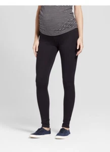 Maternity Over Belly Ponte Knit Pants Size M Back Functional Pocket Black Leggin - Picture 1 of 11