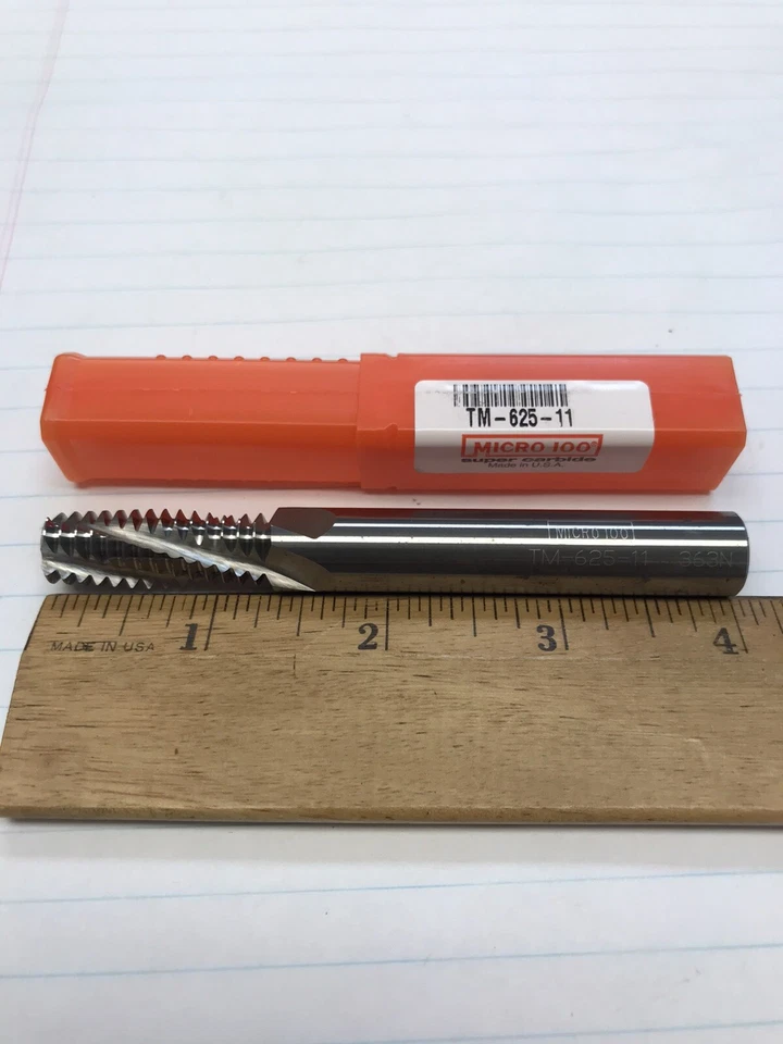 1 pc. 5/8-11 4 FLUTE CARBIDE THREAD MILL. MICRO100 # TM-625-11 (loc stk) - Image 1 of 1
