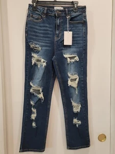 Brand New w/Tags Cello Jeans Size 9 Distressed Raw Hem High Rise Straight leg  - Picture 1 of 11