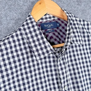 Paul Smith Jeans Shirt Mens Medium Black White Check Long Sleeve Slim Fit - Picture 1 of 11