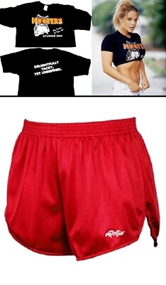 Full Hooters Uniform Crop Top Dolfin Shorts NameTag  pantyhose Halloween Costume - Image 1 of 4