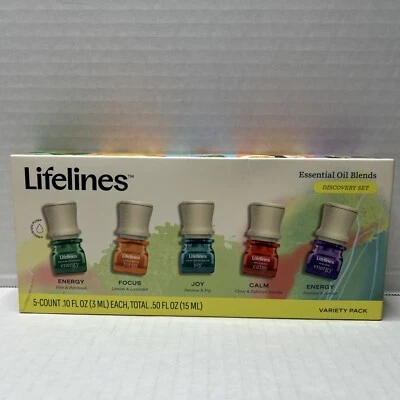 JUEGO DE DESCUBRIMIENTO mezclas de aceites esenciales Lifelines ~ Paquete de 5 unidades de variedad - ¡Nuevo en caja! Foto 1 de 4