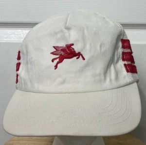 Vintage MOBIL Stitched Leaping Pegasus Gas Engine Oils Snapback Trucker Hat EUC - Picture 1 of 7