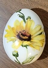 Rochard Limoges Trinket Box Easter Egg Yellow Flower Design 2.25