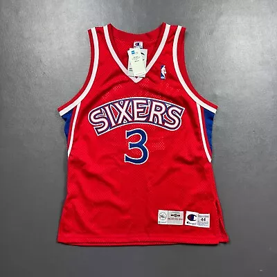 Camiseta deportiva 100 % auténtica Allen Iverson Rookie Vintage Champion 96 97 76ers 44 L Foto 1 de 4