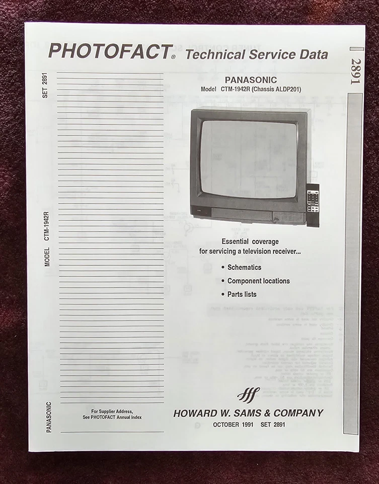 Manual de servicio Sams Photofact 2891 para Panasonic CTM-1942R Foto 1 de 1