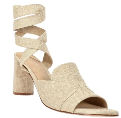 Antonio Melani $118 Margey Linen Strappy Ankle Wrap Sandals Size US 6.5 New - Image 1 of 4