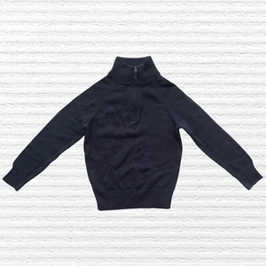 New J Crew Crewcuts Boys Classic 1/4 Zip Sweater Navy Blue Long Sleeve Size 4-5 - Picture 1 of 11