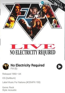 FM ~ No Electricity Required 2xCD 1993 Hi-Tech AOR Melodic Soft Rock Overland - Picture 1 of 2