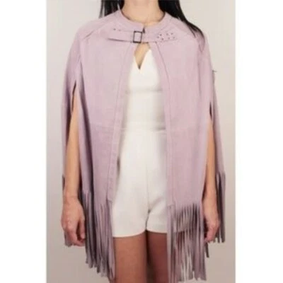 REBECCA MINKOFF women's suede poncho with fringe - lavender - OS 2 4 6 8 10 12 - Image 1 of 4