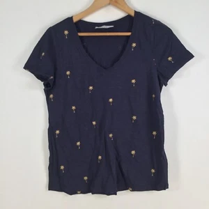 Just Jeans womens t shirt size XS navy blue geometric short sleeve Vneck 065769 - Picture 1 of 8
