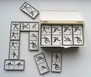 Dominosteine mit olympischen Sportsymbolen Vintage sowjetische Dominosteine seltenes Sammlerstück - Bild 1 von 5